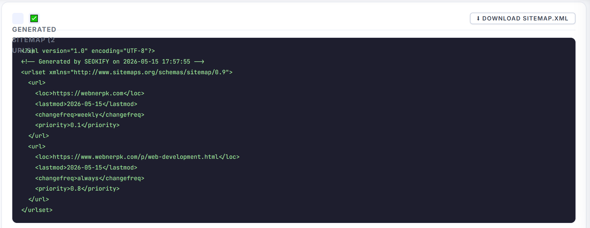 XML sitemap generator free | Seokify